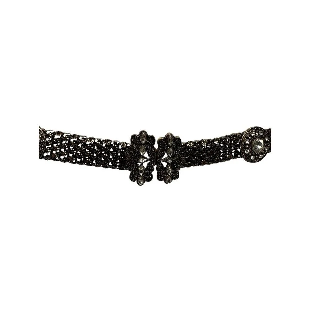 Vintage 90s womens belt ornate filigree bronze art deco size small maximalist